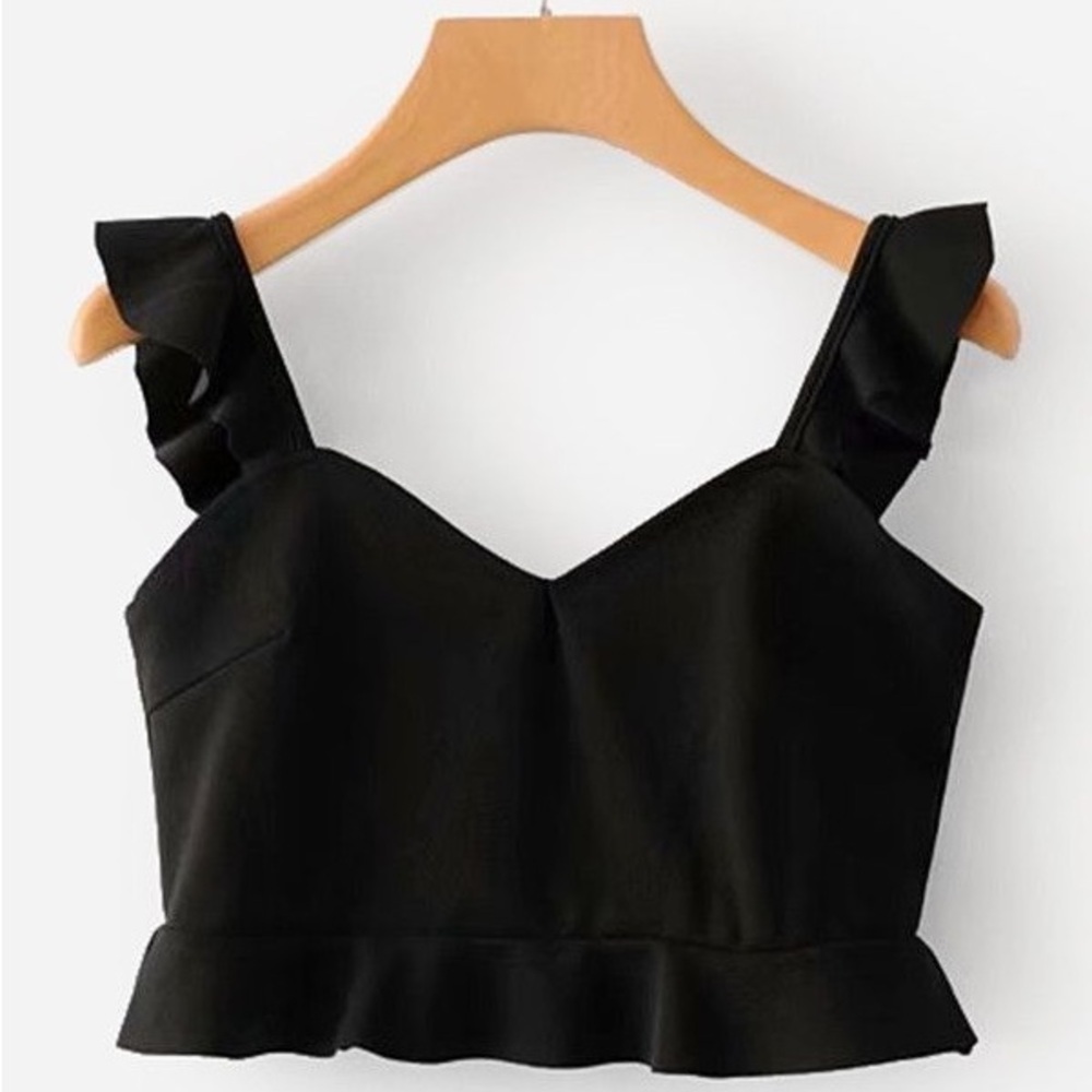 Boohoo cropped black tank top - Picture 1 of 2